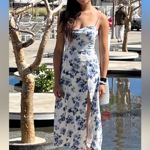 Abercrombie and fitch blue and white midi dress